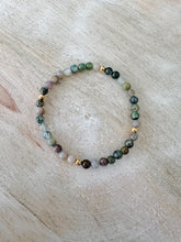 Lade das Bild in den Galerie-Viewer, Armband Naturstein green mix gold